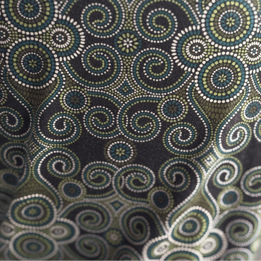 Prana Black & Green Patterned Long Sleeve Wrap Style V-Neck 3/4 Sleeve Dress - Picture 11 of 16